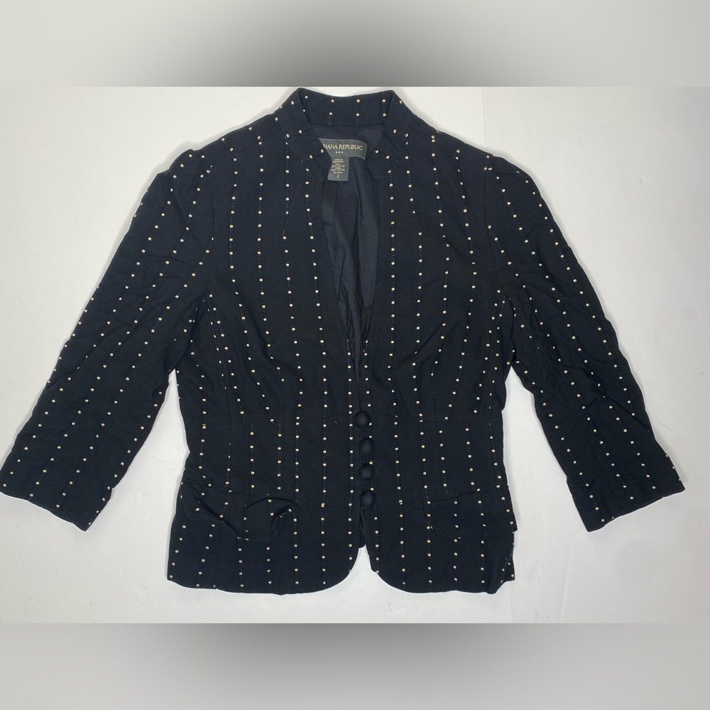 Banana Republic Textured Suit Jacker Dotted Pattern Cotton Sz 2
